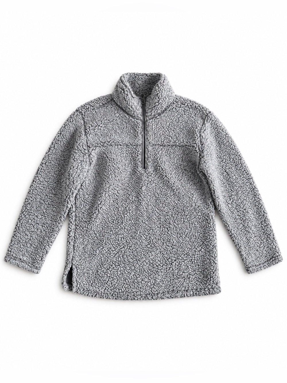 Mesh + Lace Gray Sherpa Fleece Quarter-Zip Pullover Size Small